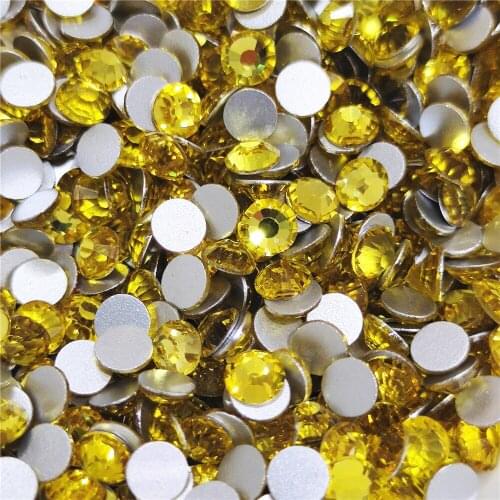Citrine Nail Art Rhinestones ss3 ss4 ss5 ss6 ss8 ss10 ss12 ss16 ss20 ss30 ss34 Glass/ Crystal Non HotFix Nail Art Decorations