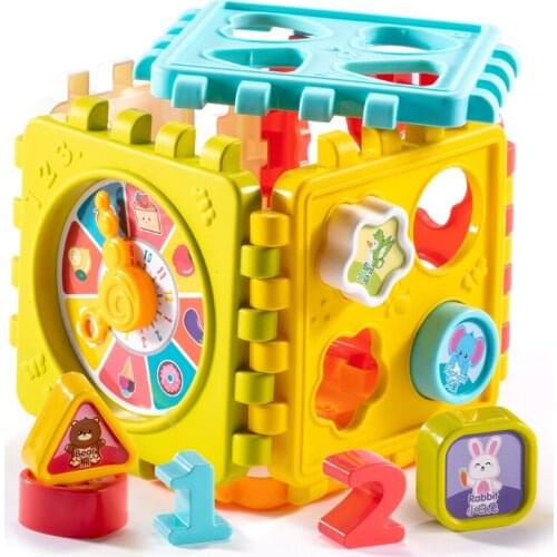 Baby Montessori Educational Toys Toddler Activity Cube Shape Sorting Toys Boys Girls Shape Matching Number Sorter Game