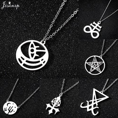 Jisensp Unique Design Hollow Evil Eye Necklace for Women Creative Geometric Pendant Fashion Jewelry Gothic Necklaces Gift