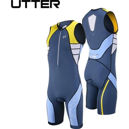 UTTER Armour A1 Yellow and Grey Cycling Jersey Sets Pro Team Men Triathlon Sleeveless Cycling Clothing Bicycle Bike Sportswear