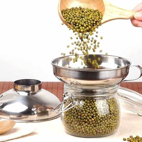 Stainless Steel Kitchen Cup Funnel Jar Filter Kitchen Wide Mouth Canning Useful Durable Filling Filter Kitchen Accessaries Tools