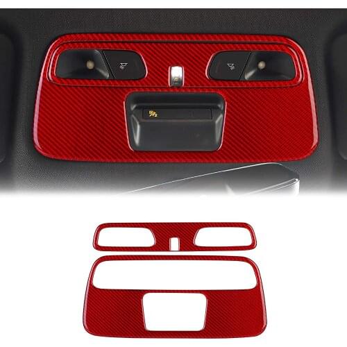 Compatible with Carbon Fiber Roof Reading Lamp Interior Decoration Stickers for Chevrolet Camaro 2017 2018 2019 2020 (2Pcs Red)