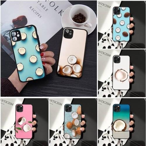 Summer Fruit Coconut Phone Case Matte Transparent for iPhone 7 8 11 12 s mini pro X XS XR MAX Plus cover funda