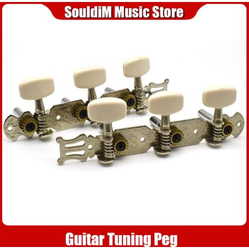 Metal 6 Strings Classic Acoustic Guitar String Tuning Pegs Key Tuner Machine Heads Tuners Keys Parts 3L3R Strings Peg Chrome