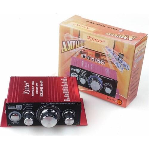 Kinter mini audio amplifier for speaker 2 channels MA-170 home Motorcycle car amplifiers stereo sound DC12V power supply cable
