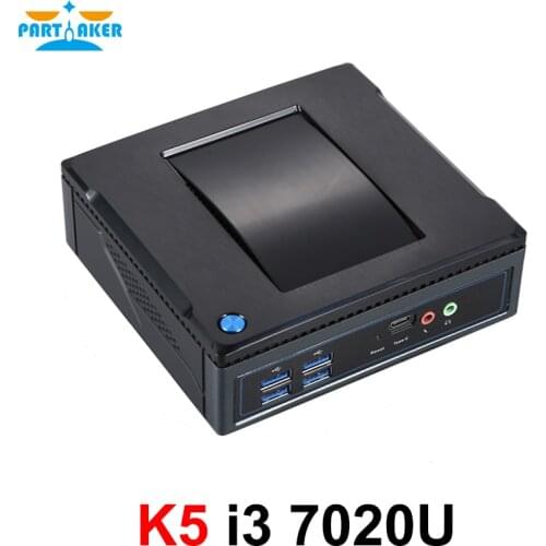 Partaker K5 NUC Mini PC Intel Core i3 7020U with 2 Lan 2 DP 1 HD-MI TYPE-C DDR4 Desktop Computer mSATA SSD Support Windows Linux