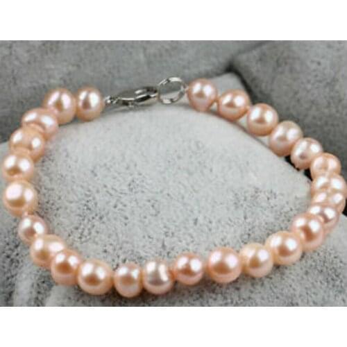 Fashion Womens 9-10MM Natural Pink Freshwater Pearl Stretch Bracelet