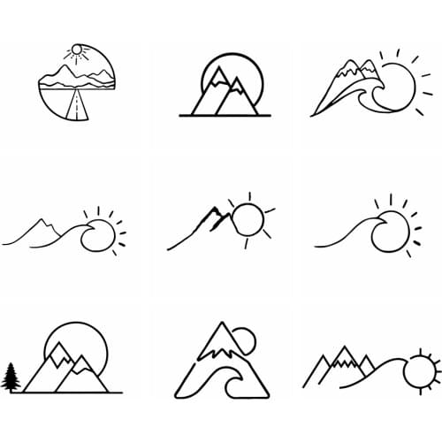 NEW Mountains And The Sun Car Decal Car Styling for Motorcycle Body Cool Decals Covers Decoration Stickers Black/Silver