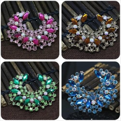 New design luxury 8 colors crystal rose gold-color big moon brooch fashion rhinestone pins for women elegant jewelry 60*72mm W