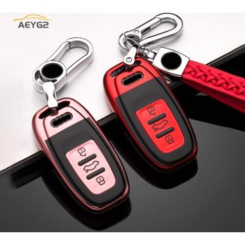 New Soft TPU Car Remote Key Cover Case For Audi A4 A6L A4L Q5 A3 B6 B7 B8 A5 A6 RS7 S7 A7 A8 S5 S6 Car Smart Key Shell Keychain