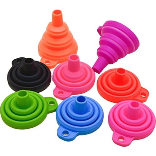 Household food grade silicone folding telescopic neck funnel liquid filling funnel Liquid Essential Oil Filling Empty Bottle