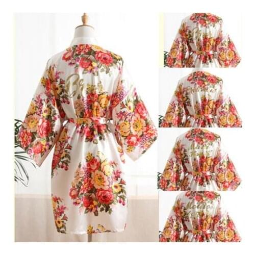 Bridesmaid Flower robes Sleepwear Robe Wedding Bride Bridesmaid Robes Pyjama Robe Female nightwear Bathrobe Nightdress Nightgown