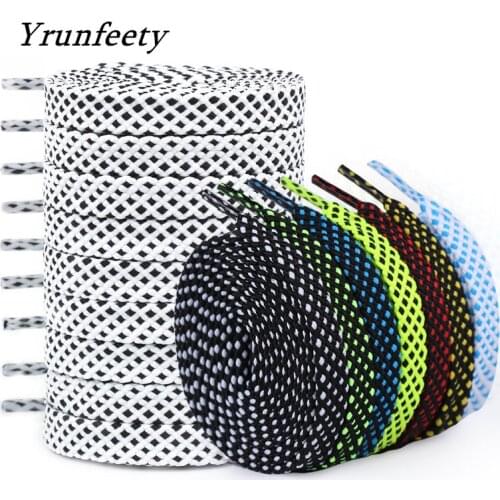 2020 New 39"/47"/55" Two-color Flat Shoelaces Fashion Polyester Sneaker Shoe Lace Colors Checkered Hollow Flat Shoelaces 1 Pair