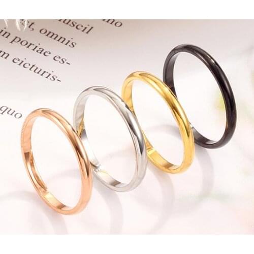 2mm Simple Titanium Steel Ring For Women Thin Accessories
