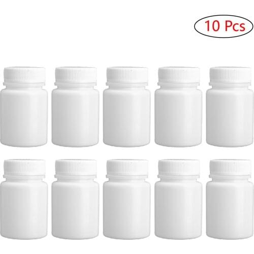 10Pcs 20ml/30ml/50ml/80ml Plastic HDPE Empty Sealing Bottles Solid Powder Medicine Capsule Pill Vials Reagent Packing Containers