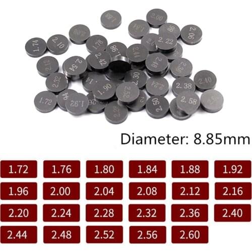 Adjustable Valve Pad Shims diameter 8.85 mm thickness 1.72mm - 2.6mm Valve Shim Kit For Motorcycle Engine Parts