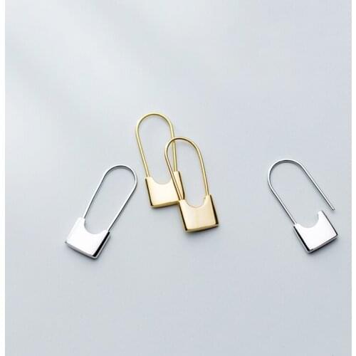 2020 Delicate Paperclip Lock Drop Earrings for Women Gold Silver Color 100% 925 Sterling Silver Earrings Women Fashion Jewelry