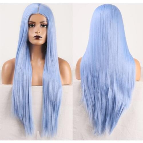 Silky Straight Synthetic Cosplay Wig Middle Part With Baby Hair for Women Girls Synthetic Fiber Hair Wigs