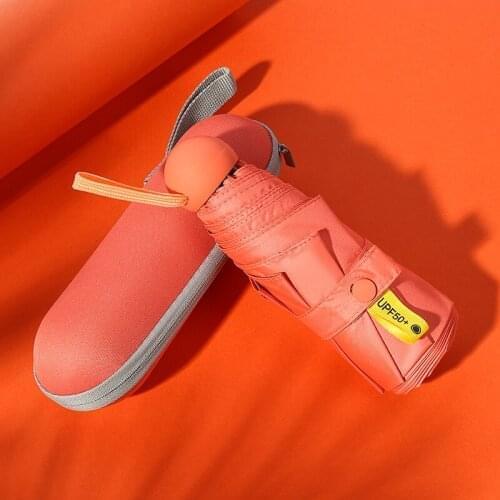 Ultra-light compact mini portable sunshade folding capsule five-fold umbrella vinyl sunscreen anti-UV sunshade pocket umbrella