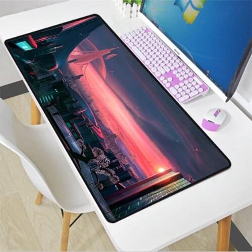 Mairuige Future World Technology Pattern Gaming Office Large Locking Edge Waterproof Non-Slip Natural Rubber Mouse Pad