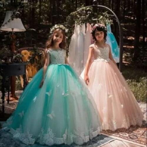 Pageant Red Beading Sash Ball Gown Flower Girl Dresses Kids First Communion for Party Wedding Floor Length Girl Dresses