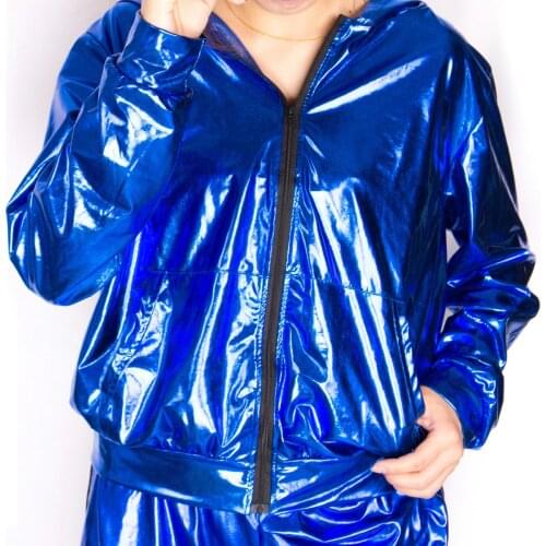 Spring Autumn Women Bule bomber Jacket Stage Performance Wear paillette feminina casaco Hip Hop dance coat