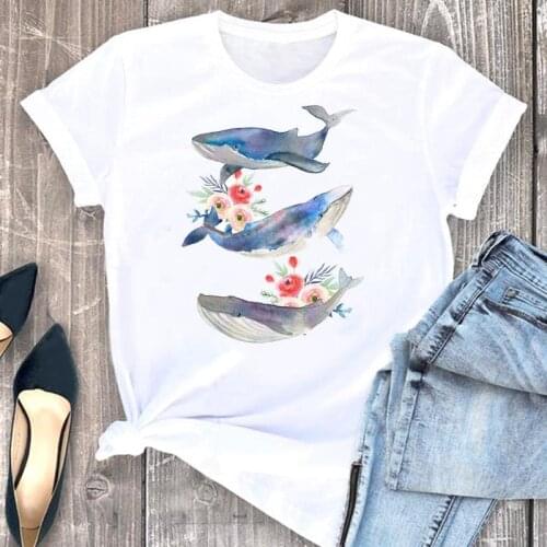 Women Clothes Floral Flower Animal Beach Ladies Cartoon Fashion Short Sleeve Summer Print Tshirt Female Tee Top Graphic T-shirt