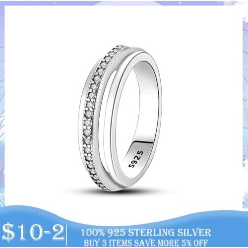 Lucky Finger Rings Real 925 Sterling Silver Triple Band Pave Ring Female Ring for Women Wedding Engagement Fine Jewelry Gift