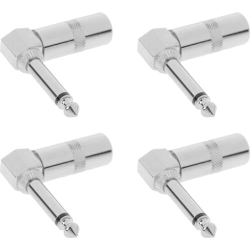 1Pc 1/4 Inch 6.35mm Jack Right Angle Male Mono Plug L-shape Connector For Guitar Audio