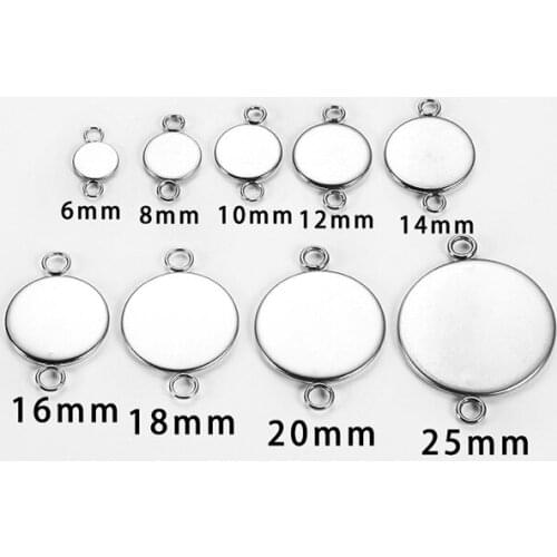 10 Pcs Stainless Steel Double Circle Disc Bottom Bracket Welding Double Hanging Time Gem Bottom Bracket Tray DIY Jewelry