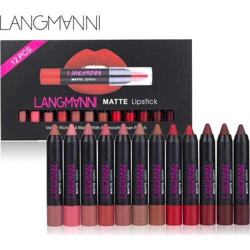 12pcs/set MakeUp Matte Lipstick Set Waterproof Nutritious Long Lasting Velvet Lip Stick Red Tint Nude Batom Beauty Cosmetic Kits