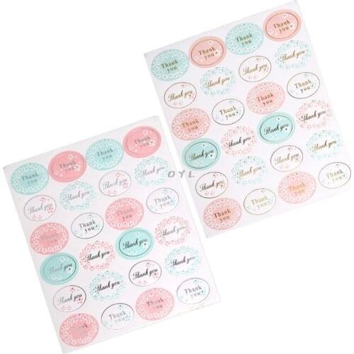 120pcs Round Golden "Thank you" Series Color Seal Sticker For Baking DIY Package