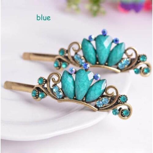 2PCS New Arrival Hair Jewelry Women Girls Retro Flower Crystal Rhinestone Hairpin Clip Hair Accessories