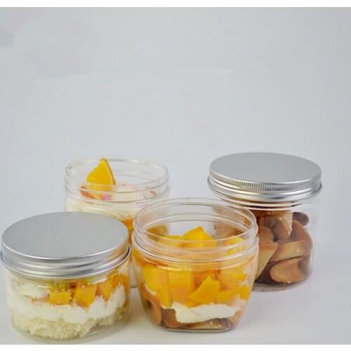 20pcs 250ml 350ml PET Cake Box Net Red Creative Ice Cream Box Dessert Jar Plastic Mousse Packaging Box Cookie Bucket With Lid