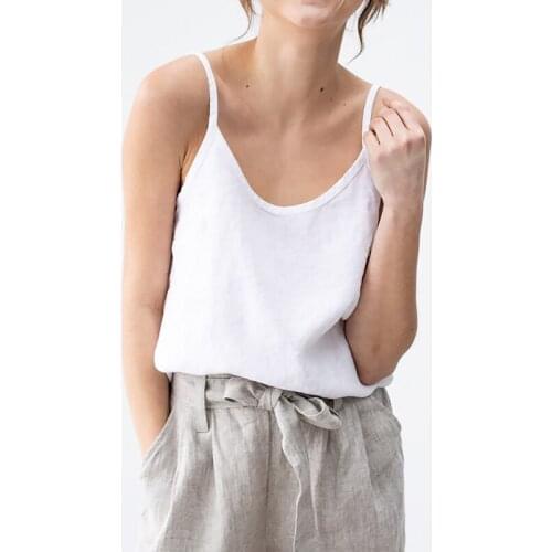 2021 New Fashion Summer Women Girls Camisole Sexy Elegant Ladies Sleeveless T-shirt Casual Loose Solid Color White Cotton Tops