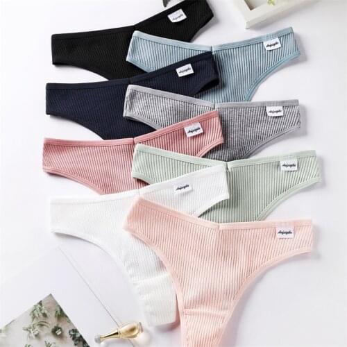 Female underwear cotton absorbent erotic shiny g-string close-fitting briefs 2021 seamless special womens black trousers