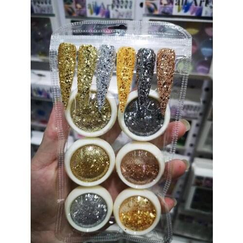 6 Boxes/lot Mermaid Effect Glitter Nail Art Powder Dust Magic Glimmer Trend Laser Glitter Dust Powder GLITTER DUST POWDER