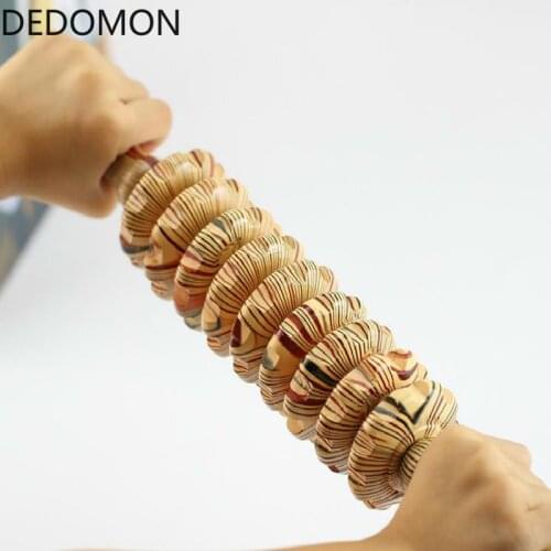 9-Wheel Wooden Abdomen Massager Multifunctional Fitness Roller Stick Muscle Relax Tool Body Anti Cellulite waist Massage