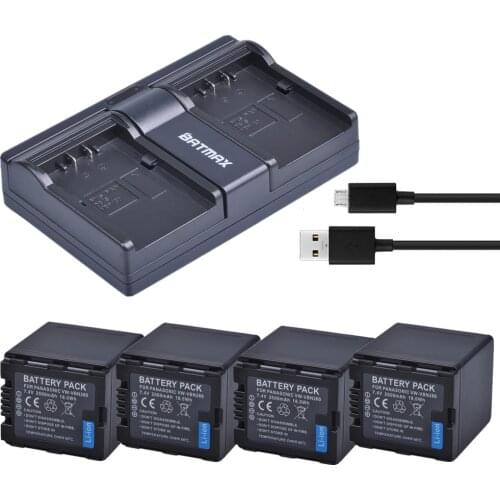 Batmax 4pc 2500mAh VW-VBN260 VBN260 Battery+Charger for Panasonic HC-X800 HC-X810 HC-X900 HC-X910 HC-X920 HC-X920M HDC-HS900