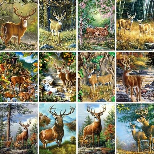 HUACAN 5d Diamond Painting Deer Mosaic Forest Handmade Gift DIY Diamond Embroidery Cross Stitch Animal Home Art Decor