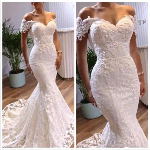 ANGELSBRIDEP Off-Shoulder Mermaid Wedding Dresses Vestido De Noiva Sexy Sweetheart Applique Tulle Formal Bridal Gowns Plus Size