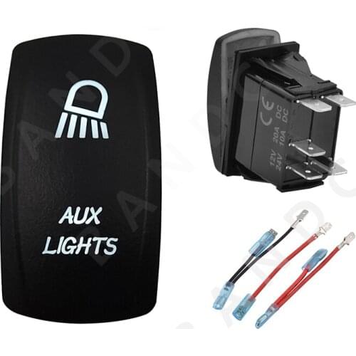 AUX LIGHTS 5P ON-OFF SPST White Led Lights Rocker Switch for ARB/Carling/NARVA 4x4 Style，12V 24V，Car Accessories，Jumper Wire
