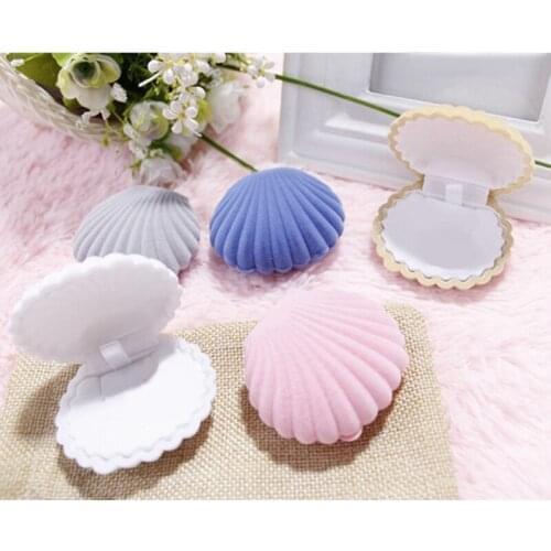 Shell Shape Lovely Velvet Wedding Engagement Ring Box For Earrings Necklace Bracelet Jewelry Display Gift Box Holder Dropship