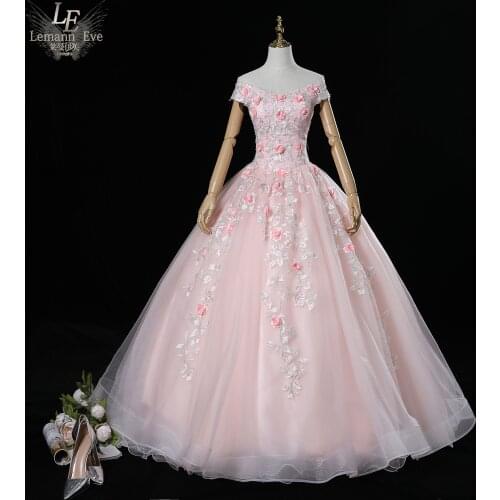 Freeship pale pink flower embroidery beading ball gown Renaissance Gown queen Victorian/Marie Antoinette Belle