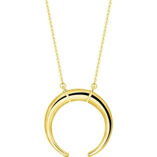 Crescent Moon Necklaces For Women Accessories Stainless Steel Long Chain Double Horn Necklaces Pendants Rose Gold Sister Gifts