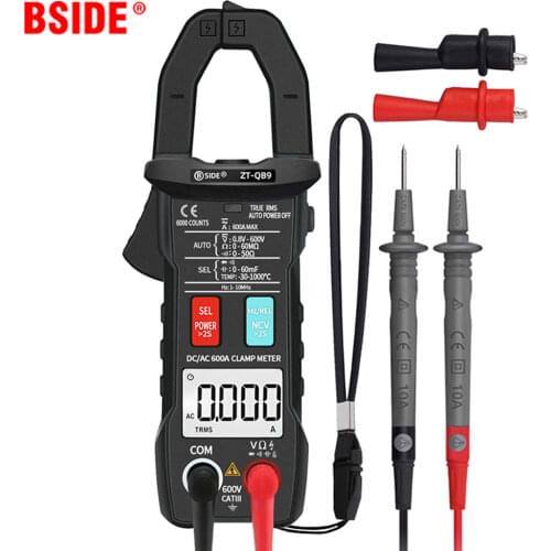 BSIDE Digital Clamp Meter 600A Current True RMS Smart Plier ammeter Auto Rang 6000 Multimeter DC AC Voltage Hz Ohm NCV Tester