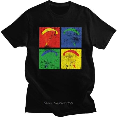 Retro Paragliding T Shirt Men Short Sleeved Vintage Paramotor Parachute Tee O-neck Cotton Paraglider T-shirt Harajuku