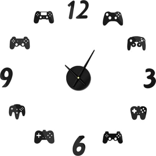 Gamepad DIY Large Wall Clock Watch Modern Video Game Controllers 3d diy Acrylic Mirror Quartz Needle Horloge Free Shipping