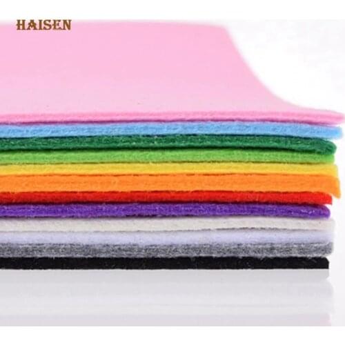 Haisen,3mm Thick Felt Non Woven Fabric Polyester Cloth For Home Decoration Pattern Bundle For Sewing Dolls Crafts Material 12pcs