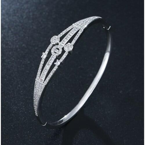 HIBRIDE Sparkling Big Bangle With Shining AAA Cubic Zircon Women 2pcs Bangle & Ring Sets As Gift For Special bijoux femme N-1867